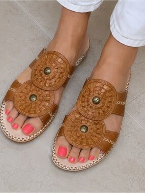 Pikolinos Leather Slide Sandals, Size 42 Brown Slip-On Heels